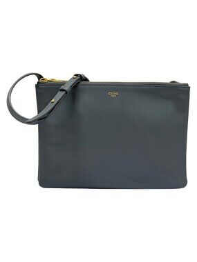 Celine Shoulder Bag Trio Large Gray Leather